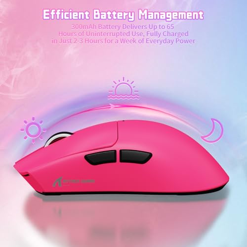 ATTACK SHARK X11SE Wireless Gaming Mouse, 59g Lightweight, Magenta | Bluetooth/2.4Ghz Wireless/Wired Connectivity, 22K DPI, PixArt PAW3311 Gaming Sensor, 1K Polling Gamer Mice for PC/Mac - color: Magenta