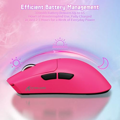ATTACK SHARK X11SE Wireless Gaming Mouse, 59g Lightweight, Magenta | Bluetooth/2.4Ghz Wireless/Wired Connectivity, 22K DPI, PixArt PAW3311 Gaming Sensor, 1K Polling Gamer Mice for PC/Mac - color: Magenta