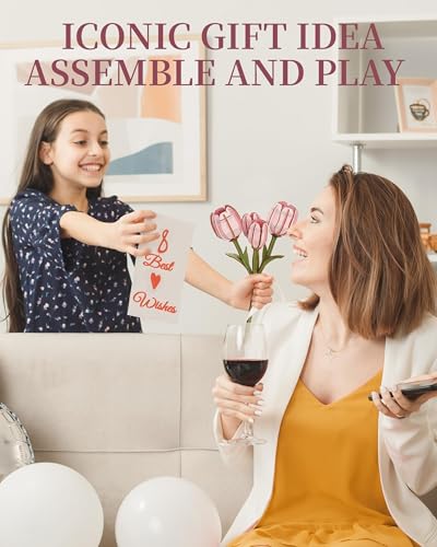 3D Flower Wooden Puzzles for Adults-Pink Tulip, DIY Wooden Flowers Model Kit Building Set Crafts for Adults to Build, Botanical Collection/Ideal Creative Gift Ideas/Housewarming (72PCS) - style: TW - Pink Tulip