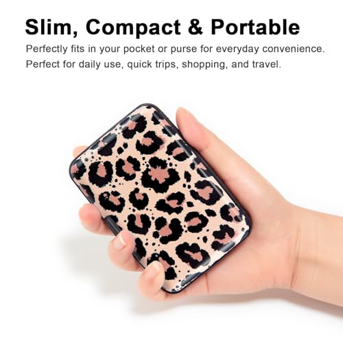 Credit Card Holder, Metal Card Wallet RFID Blocking Mini Slim Aluminum Business Hard Card Case for Women Men (Leopard Skin Print) - color: Leopard Skin Print