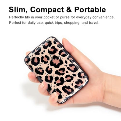 Credit Card Holder, Metal Card Wallet RFID Blocking Mini Slim Aluminum Business Hard Card Case for Women Men (Leopard Skin Print) - color: Leopard Skin Print
