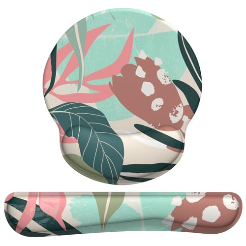 Mouse Pad and Keyboard Wrist Rest - Colorful Wrist Rest for Computer, Ergonomic Mouse Pad & Keyboard Pad, Memory Foam Wrist Support for Comfy Typing - color: flower bud