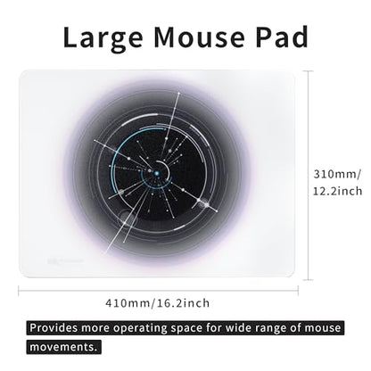 XVX Glass Mousepad Gaming, White Overload Hard Mouse Pads for Gaming,Professional Large Mouse Mat 410mm*310mm, Special Glass Surface with Improved Precision and Speed - color: White(Overload)