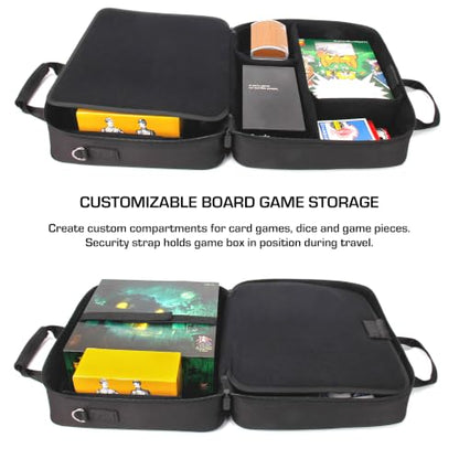 USA Gear Board Game Bag Fits Catan, Cards Against Humanity, Monopoly, Battleship, Sequence, Ticket to Ride & more - Board Game Storage Bag with Customizable Interior, Padded Shoulder Strap (Black) - color: Black
