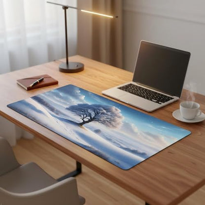 XXL Gaming Mouse Pad 35.4x15.7 inch, Winter Snow Trees Landscape Theme Desk Mat, White World Plants Scene Large Mousepad,Fantasy Artistic Keyboard Mouse Mat (Snow Trees) - color: Snow trees