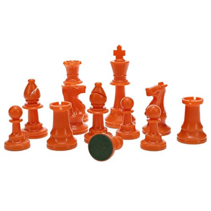 WE Games Color Bright Plastic Staunton Tournament Chess Pieces with 3.75 in. King - Half Chess Set of Chess Pieces Only, Orange - color: Orange