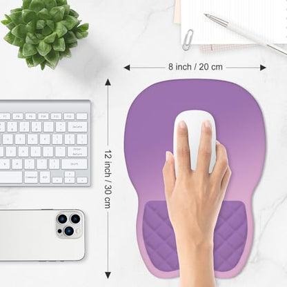 ITNRSIIET Ergonomic Mouse Pad Wrist Support with Memory Foam Massage Bulge & Non-Slip PU Base, Carpal Tunnel Pain Relief, Prevent Wrist Sweating, 12 x 8 x 1.2 inch, Purple Pink Gradient - color: Purple Pink Gradient
