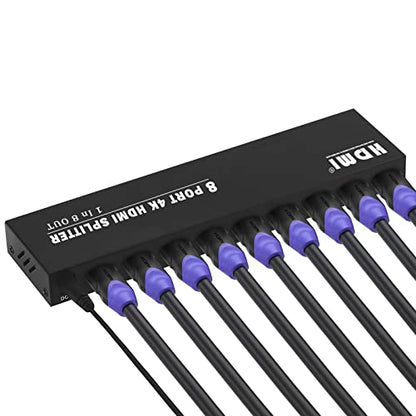 TCNEWCL 4K HDMI Splitter 1 in 8 Out, 4K@30Hz 1080P 8 Port Powered HDMI Splitter for Monitor, TV, Project - size: HDMI 1x8