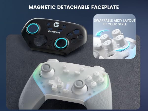 GameSir Super Nova Wireless Gaming Controller for PC/Switch/iOS/Android, Hall Effect Stick & Trigger, RGB Lighting, Swappable ABXY, Detachable Faceplate, 1000mAh with Charging Dock - Black&White” - color: Black&White