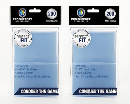 Pro Support 400 Premium Ultra Clear Standard Size Card Sleeves. Perfect for Double-sleeving and Compatible with Pokemon Cards and Magic The Gathering