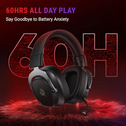 QCY Heroad VT200 Gaming Headset for PC: 53mm Neodymium Drivers - Detachable Noise Canceling Microphone - 2.4G/Bluetooth 6.0/Wired - Compatible for PS4/PS5, Switch, Xbox - 7.1 Surround Sound - color: Sliver