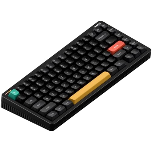 NuPhy Halo V2 IO Wireless Mechanical Keyboard with PBT Keycaps,Hot Swappable Custom Gaming Keyboard,Aluminum Alloy Frame,RGB Backlit,Gasket Structure,BT5.0/USB-C/2.4GHz Low Latency Office Keyboards - color: 75% Layout Black, size: Red Max Switch