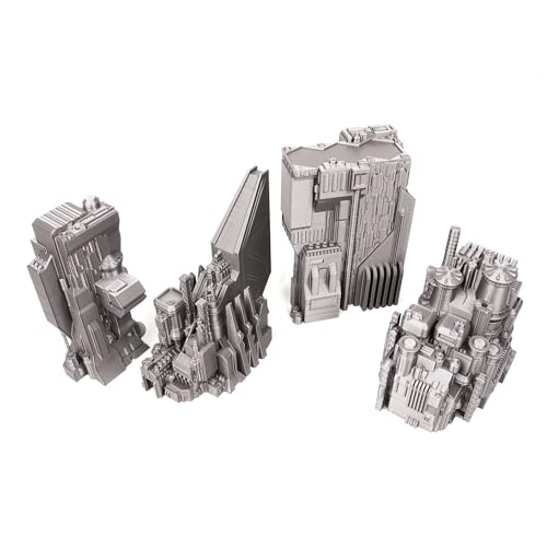 6mm Sci-Fi Cityscape Bundle 4 - Tabletop Terrain for Miniatures Games Such as Epic Battletech Adeptus Titanicus (Bundle 4) - size: Bundle 4 without Hexes