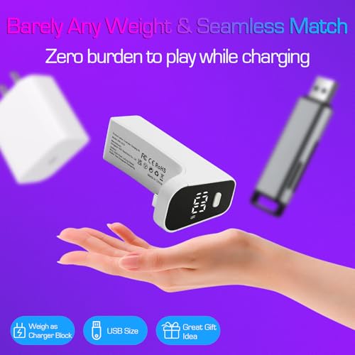Wireless Charger for PS5 Controller with 2000mAh Battery Pack, Play While Charging for PlayStation 5 Controller Charger LED Display 12H Extended Playtime Ultra-Light Portable