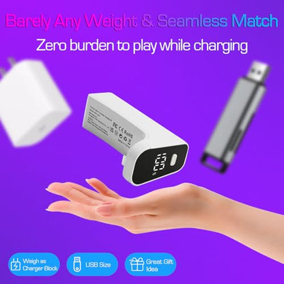 Wireless Charger for PS5 Controller with 2000mAh Battery Pack, Play While Charging for PlayStation 5 Controller Charger LED Display 12H Extended Playtime Ultra-Light Portable