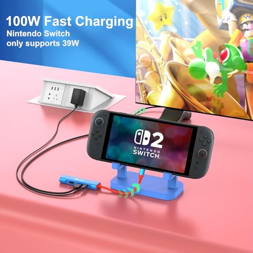 RREAKA TV Dock for Nintendo Switch 2 / Switch/Switch OLED, Portable Travel Dock Replacement with 4K@60Hz HDMI, PD 100W Charging, USB 3.0 - color: 레드 & 블루-2세대 버전