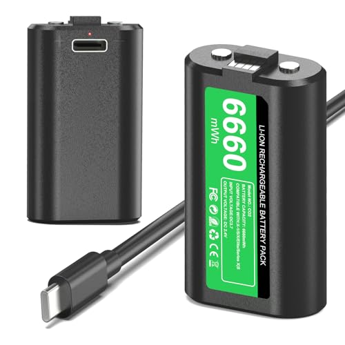 GKHERD Rechargeable Controller Battery Pack for Xbox One/Xbox Series X|S, 2x6660mWh Battery Pack with Type-C Charging Cable for Xbox One/S/X/Elite Controller