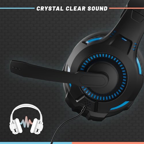 Armor 3 SoundTac Wired Universal Gaming Headset with Inline Volume Control | Compatible with Switch 2/Switch/Xbox Series X|S, PS5/PS4/PC with Clear Stereo Sound, 4 ft. Cable- Blue&Orange - color: Blue-Orange