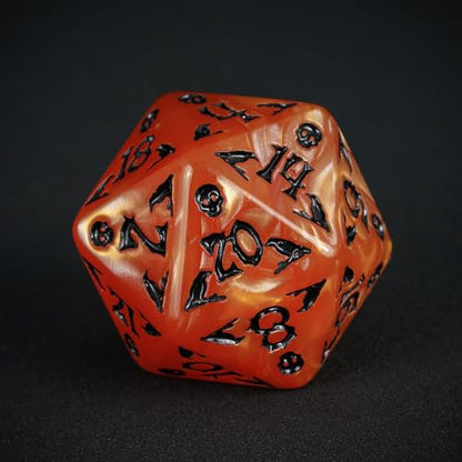 7-Die DND Dice Set Scary Pattern Polyhedral Dice Set with Leather Bag, Skull Dice D&D Dice Set for RPG Table Games.(Scary Pattern-Orange/Black Number) - color: Halloween Pattern-orange/Black Number