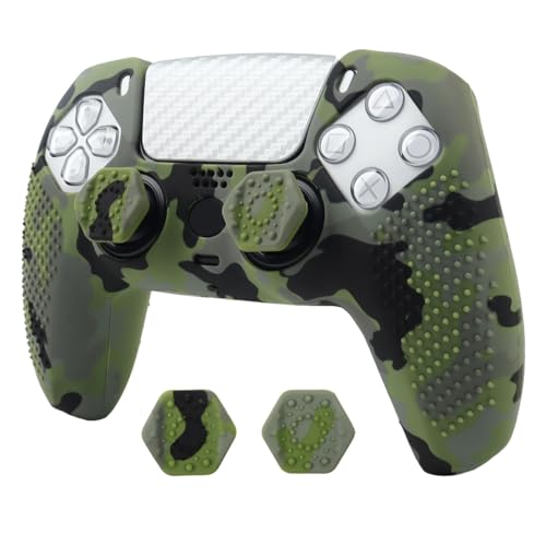 Dark Green Camo Controller Skin Compatible with PS5/Playstation 5 Controller, RALAN Protector Case Cover Customised Thumb Grip - color: Dark Green Camo