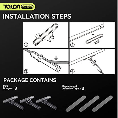 TALONGAMES Mini Bungee PC Gaming Mouse Cable Cord Management System,Super Compact Size,Get More Space,Micro Mouse Bungee Cable Holder Fixer for Esports/Office/Home (3 Bungees Pack)