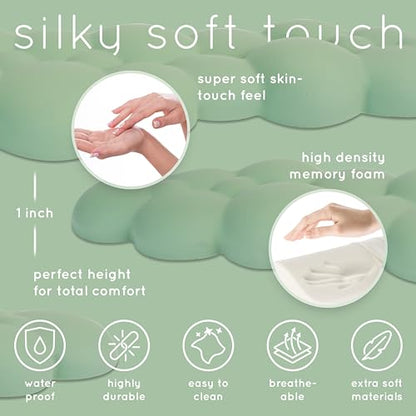 Green Cloud Keyboard Wrist Rest – Create-ables Qloud Green Wrist Rest for Computer Keyboard and Mouse, Ergonomic Memory Foam Wrist Pad with Non-Slip Base, Includes Cloud Mouse Pad - color: 05 Pastel Green