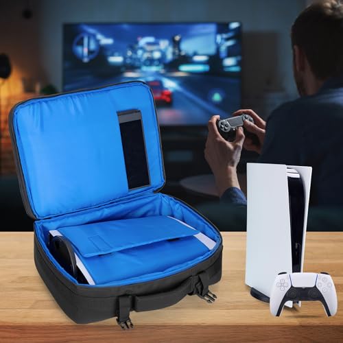 PGmoon Travel Backpack Compatible with PS5/PS5 Slim/PS5 Pro Console | Protective Carrying Case Bag for Controllers, 15.6" Laptop, Game Discs (Patent Design)