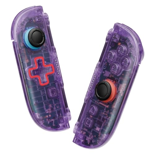 eXtremeRate DIY Replacement Shell (D-Pad Ver) Buttons for Joycon 2, Custom Full Set Housing + Decorative Strips + Middle Bracket + Buttons for Nintendo Switch 2 - Deluxe Version - Clear Atomic Purple - color: Clear Atomic Purple