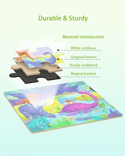 Dinosaur Magnetic Puzzles for Toddlers 3-5, 3 in 1 Travel Puzzles Book Games for Kids Ages 2-4, Travel Games and Toys for 3 4 5 6 Year olds Boys and Girls (Dinosaur 1) - style: Level 2 Dinosaur