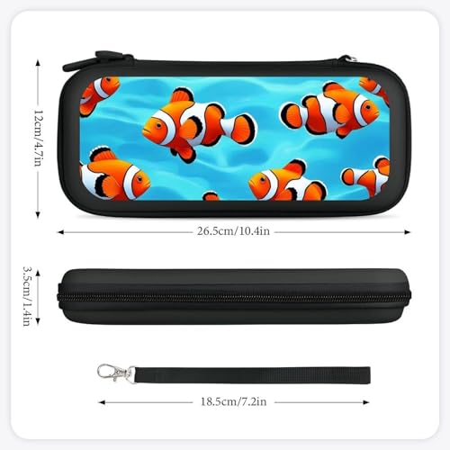 Travel Protective Pouch Compatible with Switch, Portable Carrying Case with 15 Game Cartridges, Blue Sea Clownfish Hard Shell Storage Bag - color: Color(82)