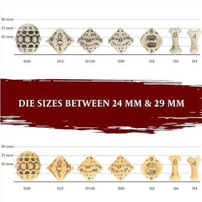 DND Dice Set - Set of 7 Polyhedral Skull & Bone RPG Dice - D20, D12,%D10, D10, D8, D6 & D4 Sided. Cool & Unique Gift for Dungeons & Dragons, Warhammer, D&D, Pathfinder, D and D Accessories. (Yellow) - color: Ancient Bone Yellow, style: 7 RPG Dice Set