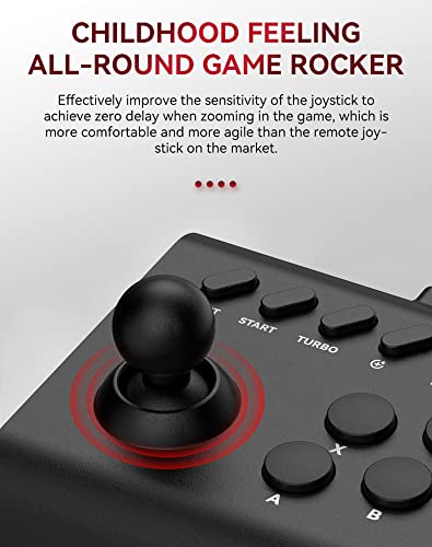 Joso Wireless Arcade Fight Stick Joystick for iPhone, Android, PS4, PS3, Nintendo Switch, PC, Arcade Rocker Controller with TURBO & Macro Programming, Support Bluetooth, Wired Connection
