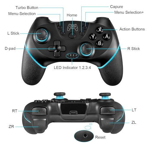 ASTARRY Bluetooth Wireless Gamepad Joystick for Nintendo Switch, 6-8 Hours Battery Life, Ergonomic Design - color: Blue
