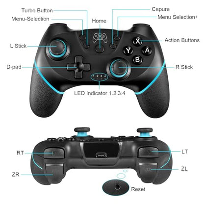 ASTARRY Bluetooth Wireless Gamepad Joystick for Nintendo Switch, 6-8 Hours Battery Life, Ergonomic Design - color: Blue