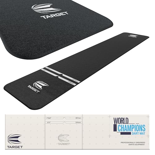 Target Darts Dart Mat - World Champions/Ink/Mod | Dart Oche Mat with Soft Tip and Steel Tip Throw Line Distances | Non Slip Carpet Mats for Floor and Dart Tips Protection | Darts Accessories - color: White