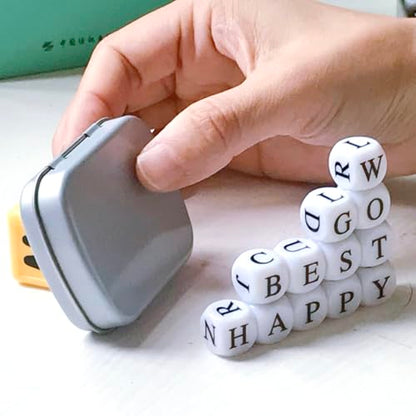 Crossword Solitaire Dice Game, Puzzle Word Game with Letter Dice, Family Dice Games for Adults, Travel Alphabet Spelling Board Game with Small Case - color: Silver