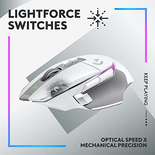 Logitech G502 X Plus Wireless RGB Gaming Mouse - White | Optical Switches, LIGHTSYNC RGB, 13 Buttons, Infinite Scroll, <130 Hr Battery, USB-C, POWERPLAY Charging, PC/Mac Compatible - color: White, style: Wireless