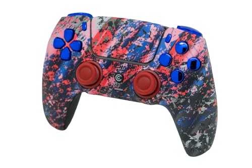 Custom Controllerzz Custom Wireless Controller Compatible with PS5 - Multiple Designs Available (Glacier Burn & Blue Chrome) - color: Glacier Burn & Blue Chrome