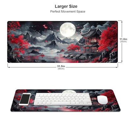 Large Mouse Pad, Desk Mat Computer Keyboard Pad Non-Slip Rubber Base Waterproof with Stitched Edges for Laptop Gaming, Office & Home 31.5 x 11.8 Inch (XL-14) - color: Xl-14