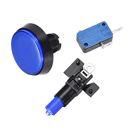 uxcell Game Push Button 60mm Round 12V LED Illuminated Push Button Switch with Micro Switch for Arcade Video Games Blue 5pcs - color: Blue
