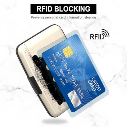 Credit Card Holder, Mini Aluminum Card Wallet RFID Blocking Slim Metal Hard Card Case for Women Men, Cat Lying Down - color: Cat Lying Down