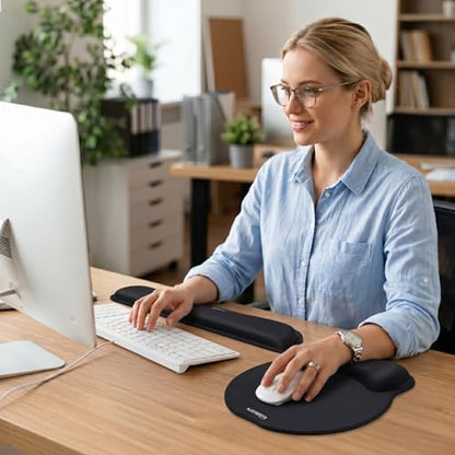 Gimars Upgrade Enlarge Superfine Fibre Soft Smooth Gel Ergonomic Mouse Pad Wrist Support and Keyboard Wrist Rest for Computer, Laptop, Mac, Gaming and Office, Durable, Comfortable and Pain Relief - color: Black