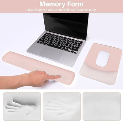 MOSISO Wrist Rest Support Mouse Pad & Keyboard Set, Baby Pink | Rectangular Ergonomic Mousepad, Non-Slip Base, Home/Office Pain Relief & Easy Typing, Neoprene Cloth & Raised Silicone Lining - color: Baby Pink