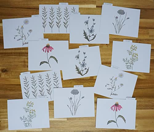 SENSORY4U Tin Recipe Box Holder With Cards - Wildflower Print - Includes 100 4X6 Cards and 12 Dividers - Beautiful Decorative Tin Box Flower Gift