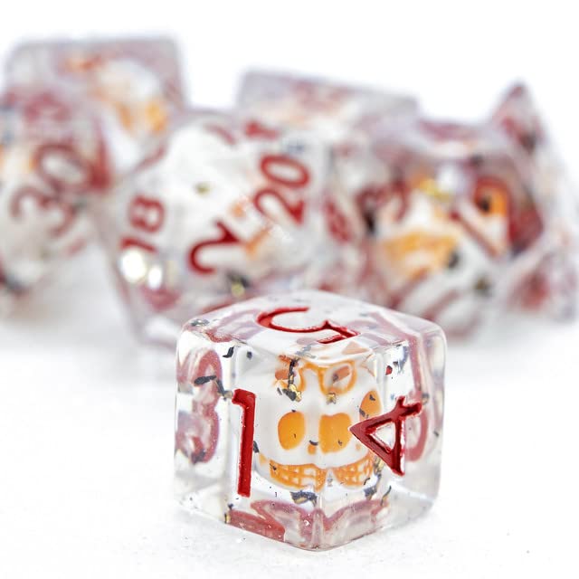 Sage's Portal Familiars and Reagents Resin DND Dice Set Polyhedral Dice Set for Dungeons and Dragons RPG Tabletop TTRPG (Animated Skull) - color: Animated Skull