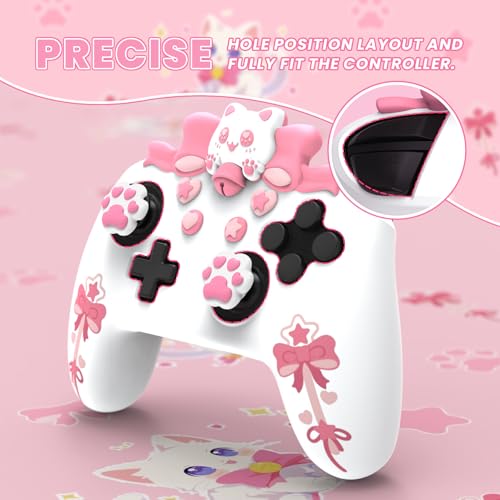 PlayVital Sweetheart Kitty Silicone Skin Compatible with Nintendo Switch Pro Controller Kawaii Anti-Slip Cover, Switch Pro Controller Joystick Grips & Protective Silicone Case - White - color: White