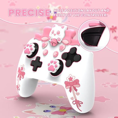 PlayVital Sweetheart Kitty Silicone Skin Compatible with Nintendo Switch Pro Controller Kawaii Anti-Slip Cover, Switch Pro Controller Joystick Grips & Protective Silicone Case - White - color: White