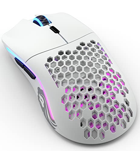 GLORIOUS Model O Wireless Gaming Mouse - Superlight, 69g Honeycomb Design, RGB, Ambidextrous, Lag Free 2.4GHz Wireless, Up to 71 Hours Battery - Matte White - color: White, style: Model O (Ambidextrous)