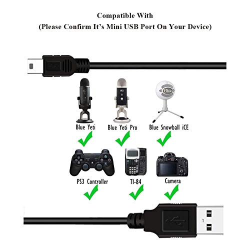 Replacement Mini USB Cable Charger Charging Power Cord for OneTouch Verio IQ Blood Glucose Monitoring System Meter,PS3 Controller, MP3, Dash Cam, Garmin GPS,USB A to mini-B Data Transfer Cable & More - size: 3 feet, style: 1-Pack