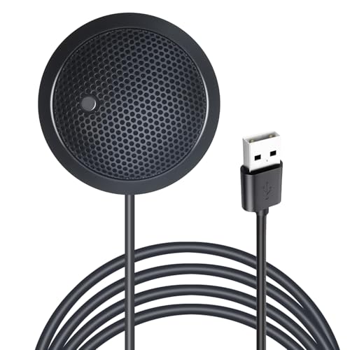 USB Microphone,Desktop Computer Mic, USB Conference Microphone with Mute Key, Plug & Play 360°Omnidirectional Condenser PC Laptop Mics,for Online Calls/Class/Recording Video (Not a Speaker)